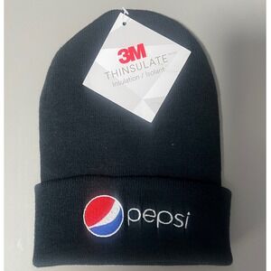 Pepsi Beanie Hat Black 3M Thinsulate Winter Warm Knit Cap OSFA